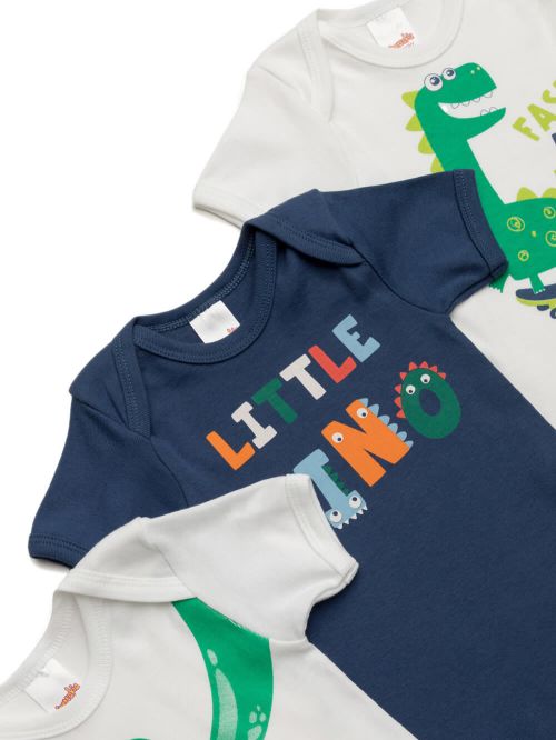 Βρεφικά Κορμάκια MINERVA για αγόρι Hey Dino - 100% Αγνό Βαμβάκι - 3 Pack 