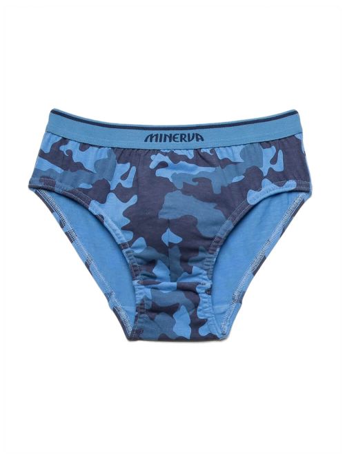 Παιδικό-Εφηβικό Σλιπ MINERVA BLUE CAMO - 100% Αγνό Βαμβάκι - 3 Pack