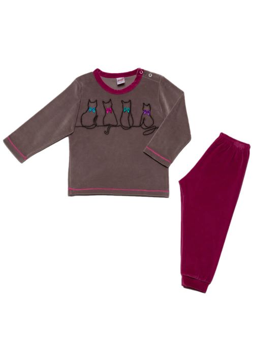 Βρεφική Πυτζάμα MINERVA MEOW για κορίτσι - Απαλό Βελούδο 