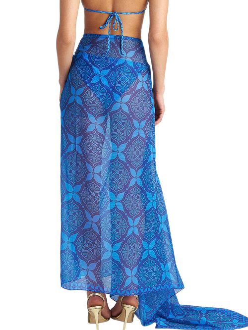 Beachwear BLU4U Παρεό Blue Ikat - Αέρινο Ύφασμα