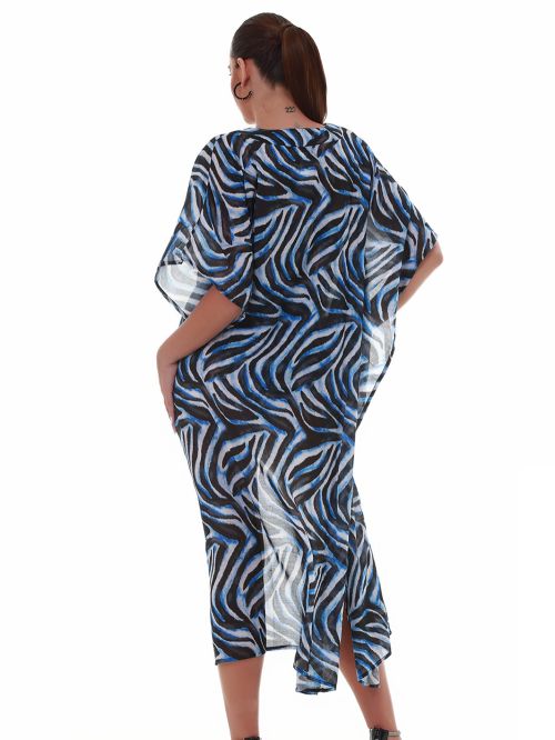 Beachwear BLUEPOINT Φόρεμα Καφτάνι Θαλάσσης Safari Chic - Αέρινο Ύφασμα