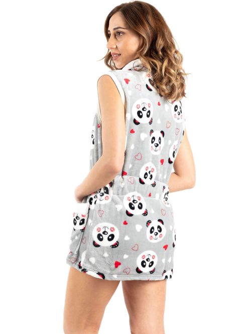 γυναικεία ρόμπα bonne nuit 9515 grey panda μπροστά