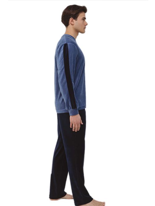 Πυτζάμα Ανδρική ΟΔΥΣΣΕΥ- Απαλό Βελούδο - Κάθετες Ρίγες