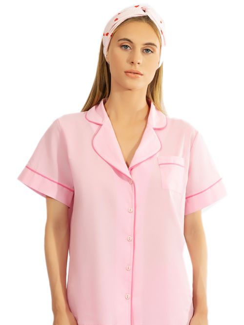 Harmony Homewear Γυναικείο Σετ Πιτζάμας με Πουκάμισο & Μακρύ Σορτς Βαμβακερό