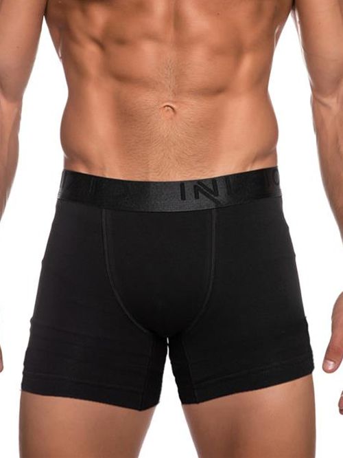 INIZIO Boxer Μακρύ - Black/Anthracite - Ελαστικό Βαμβάκι - Πακέτο με 2 