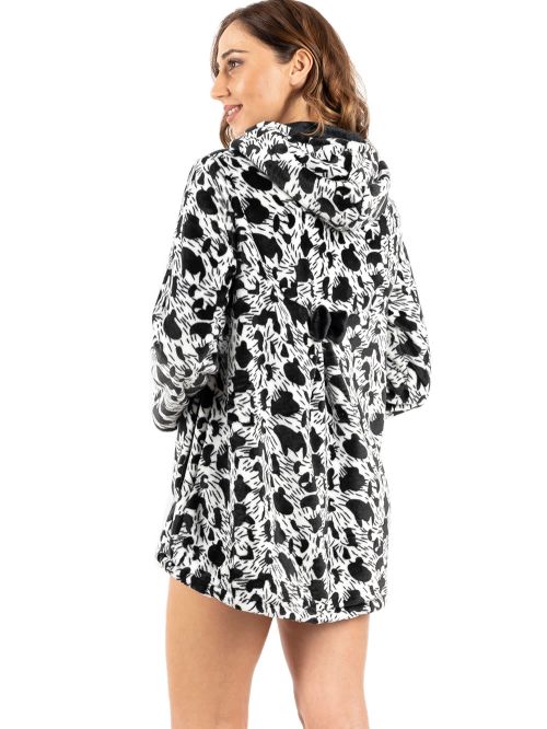 γυναικεία ρόμπα koyote 5053 black-white μπροστά