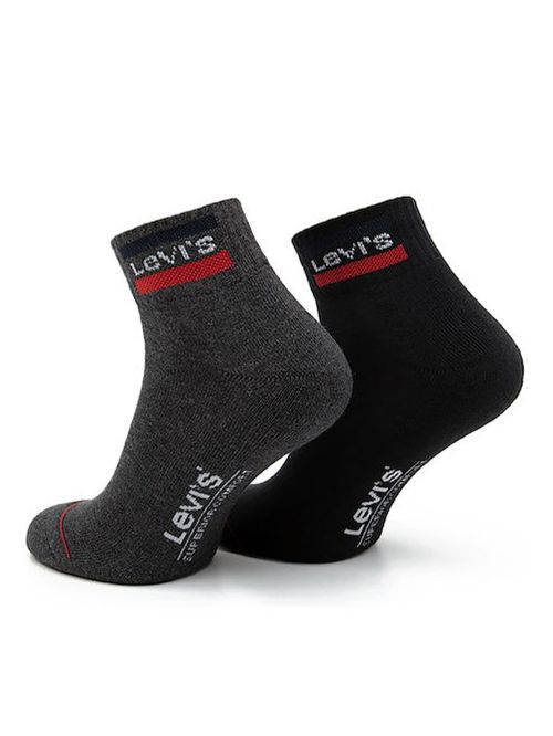 levi's ανδρική κάλτσα ημίκοντη sportwear logo 902011001-208 mid grey/black μπροστά