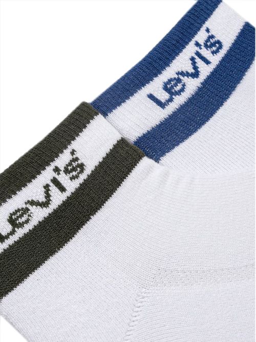 LEVIS Ανδρική Αθλητική Κάλτσα Ημίκοντη Sport Stripe - White Combo - 2 Ζευγάρια 