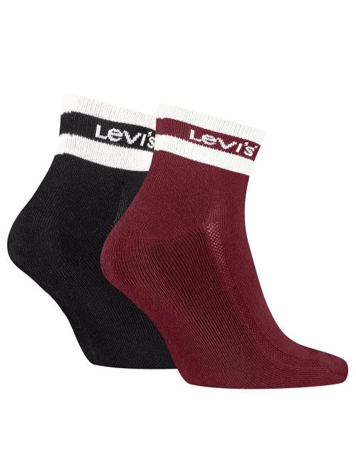 LEVIS Ανδρική Κάλτσα Ημίκοντη - Red/Black - Super Απαλό Βαμβάκι - 2 Ζευγάρια
