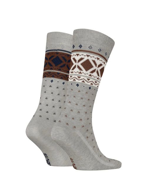 LEVIS Γυναικεία Κανονική Κάλτσα Fair Isle - Beige/Brown - 2 Ζευγάρια