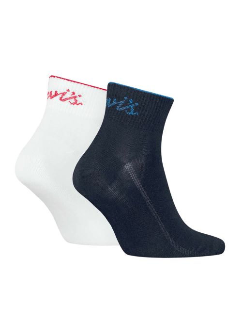 LEVIS Ανδρική Κάλτσα Ημίκοντη Western Logo - Navy/White - Super Απαλό Βαμβάκι - 2 Ζευγάρια