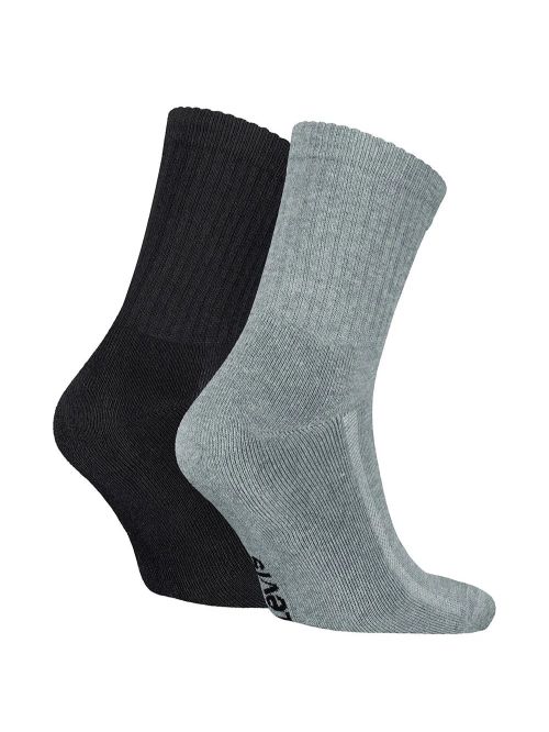 LEVIS Ανδρική Κανονική Κάλτσα Saloon Logo - Black/Grey - 2 Ζευγάρια