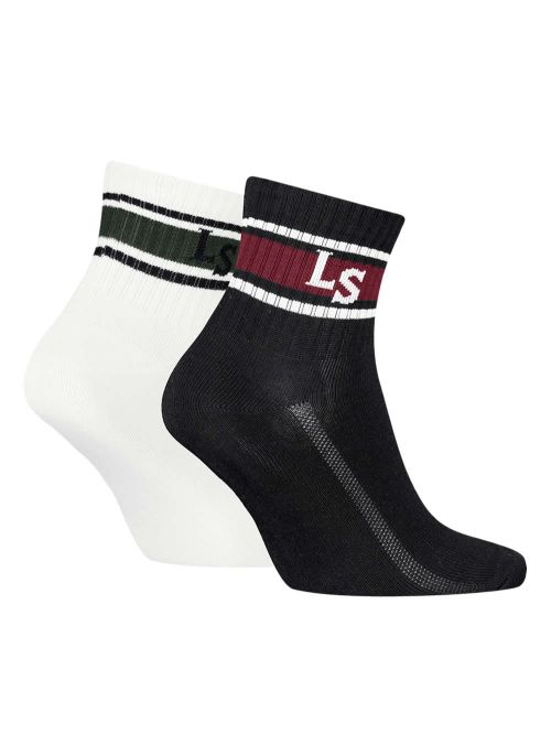LEVIS Ανδρική Κάλτσα Ημίκοντη Logo - Black/White - Super Απαλό Βαμβάκι - 2 Ζευγάρια