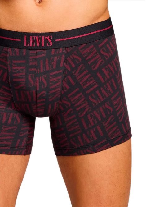 LEVIS Boxer Brief Logo - Οργανικό Βαμβάκι - Red/Black - Πακέτο με 2 