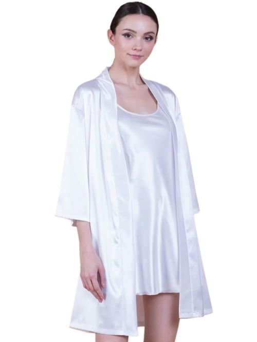 σατέν ρόμπα milena 005220 white