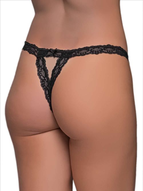 MILENA BY PARIS G-String - Βελούδο Lurex & Δαντέλα - Ανοιχτό Καβάλο