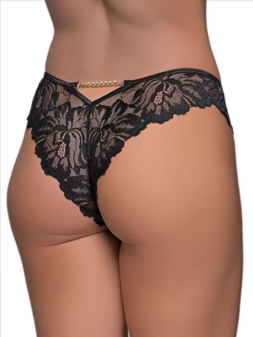 MILENA BY PARIS Brazilian Slip - Floral Δαντέλα & Χρυσή Αλυσίδα