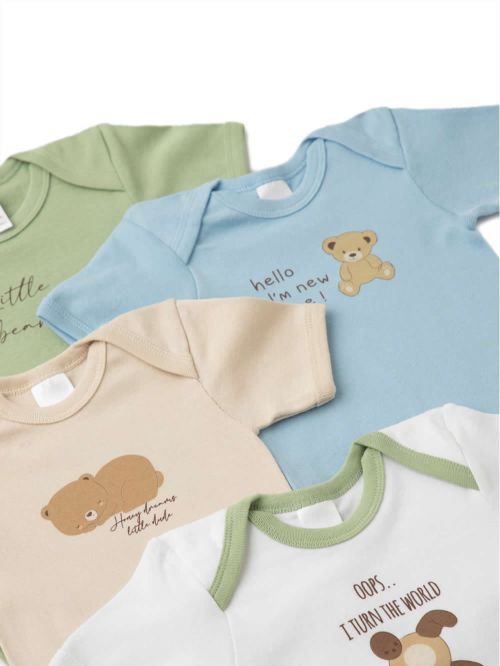 Βρεφικά Κορμάκια MINERVA Little Bear για Αγόρι - 100% Αγνό Βαμβάκι - Πακέτο με 4
