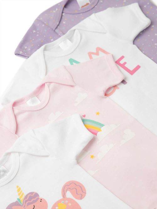 Βρεφικά Κορμάκια MINERVA Cute για Κορίτσι - 100% Αγνό Βαμβάκι - Πακέτο με 4