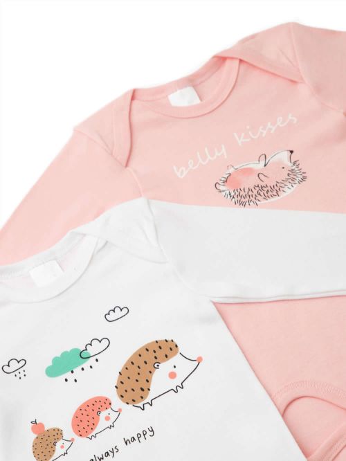 Βρεφικά Κορμάκια MINERVA Belly Kisses για Κορίτσι - 100% Αγνό Βαμβάκι - Πακέτο με 2