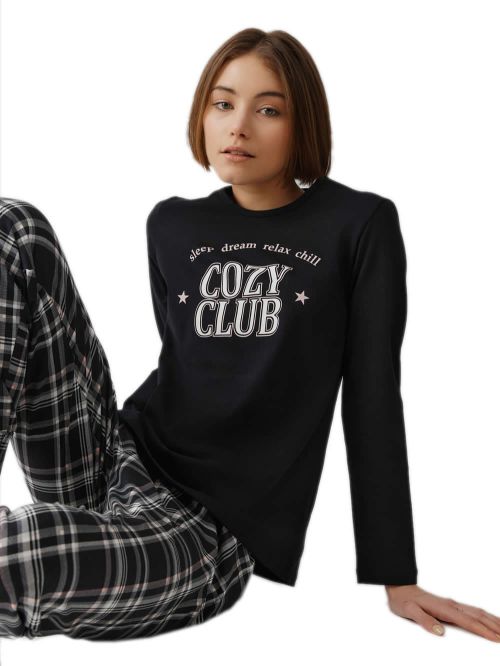 Γυναικεία Πυτζάμα MINERVA Cosy Club - 100% Βαμβάκι Interlock