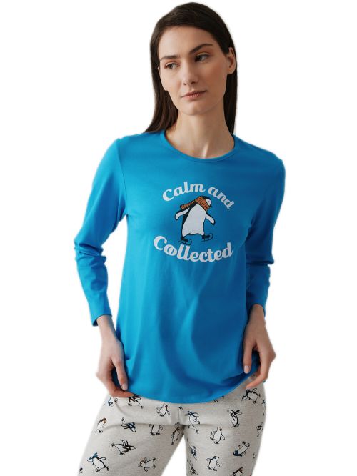 Γυναικεία Πυτζάμα MINERVA Penguin - 100% Βαμβάκι Interlock