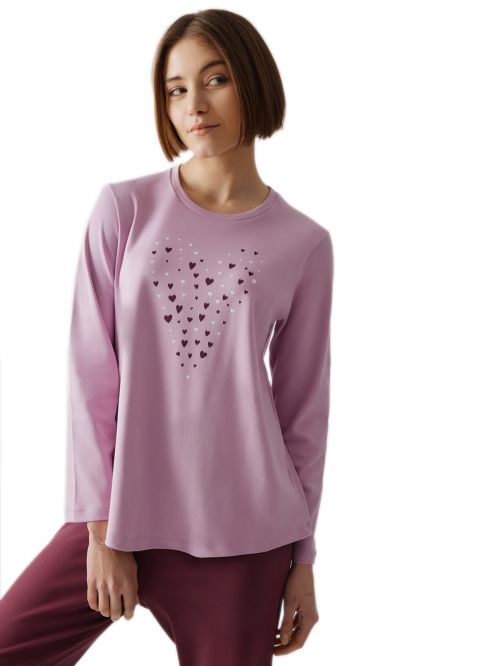 Γυναικεία Πυτζάμα MINERVA Choco Hearts - 100% Βαμβάκι Interlock