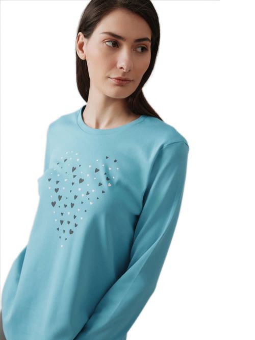 Γυναικεία Πυτζάμα MINERVA Choco Hearts - 100% Βαμβάκι Interlock