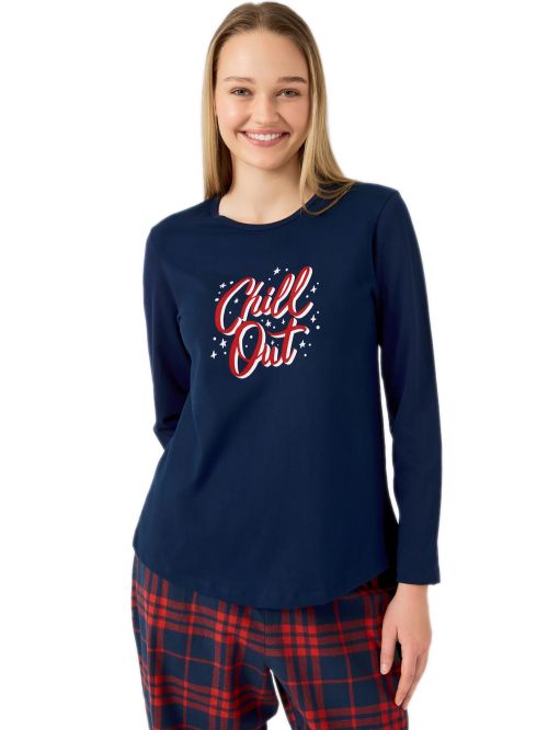 Γυναικεία Πυτζάμα MINERVA Cozy Καρό - 100% Βαμβάκι Interlock