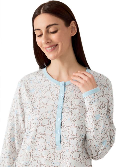 Γυναικείο Νυχτικό MINERVA Bunny - Νέα Μαμά - 100% Bαμβάκι Interlock 