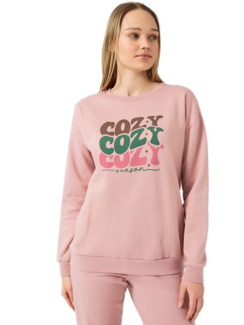 Γυναικεία Homewear Φόρμα MINERVA Day Starts Φούτερ - 100% Βαμβάκι 