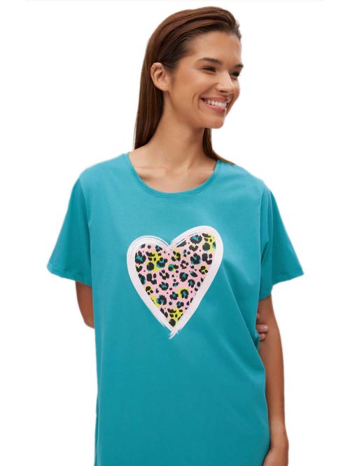 Γυναικείο Φόρεμα MINERVA Boyfriend Paintings - 100% Βαμβακερό - Animal Σχέδιο Καρδιάς