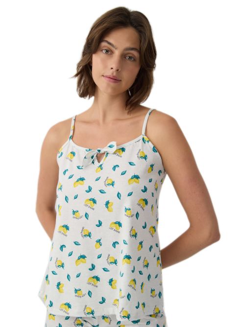 Γυναικεία Πυτζάμα MINERVA Lemons & Plaid - 100% Βαμβακερή 