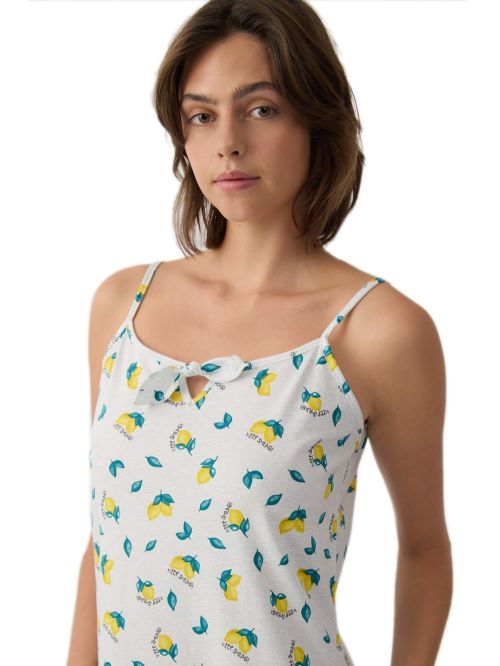 Γυναικείο Νυχτικό MINERVA Lemons & Plaid - 100% Βαμβακερό