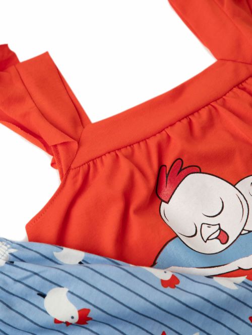 Βρεφική Πυτζάμα MINERVA για Κορίτσι Roosters - 100% Αγνό Βαμβάκι