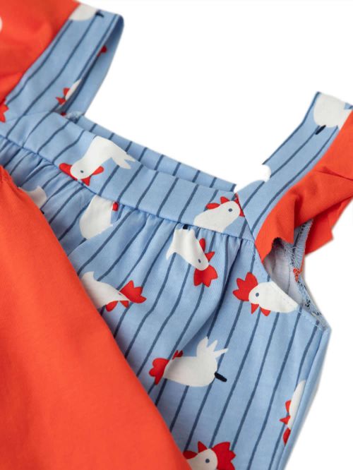 Βρεφική Πυτζάμα MINERVA για Κορίτσι Roosters - 100% Αγνό Βαμβάκι