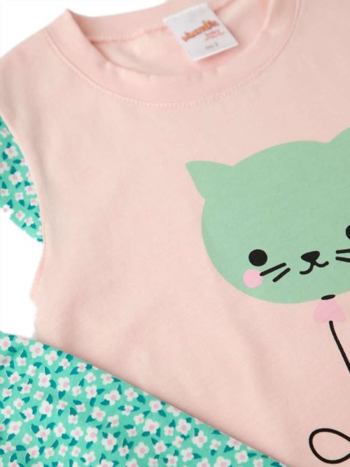 Βρεφική Πυτζάμα MINERVA για Κορίτσι Happy Cats - 100% Αγνό Βαμβάκι