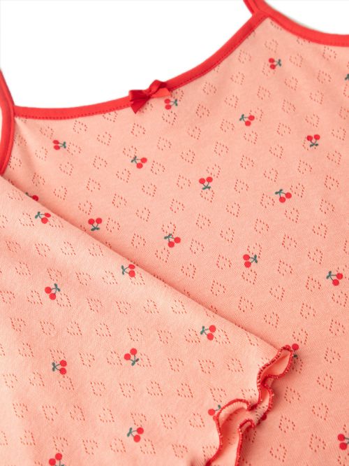 Εφηβική Πυτζάμα MINERVA για Κορίτσι Cherries Pointelle - 100% Αγνό Βαμβάκι