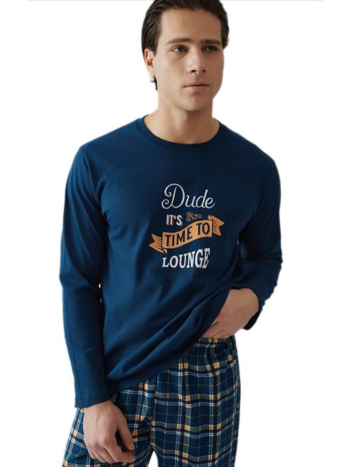 Ανδρική Πυτζάμα MINERVA Dude Printed - 100% Βαμβάκι Interlock 