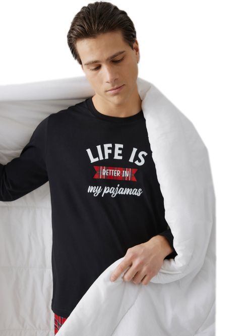 Ανδρική Πυτζάμα MINERVA Life Printed Sweat - 100% Βαμβάκι Interlock 