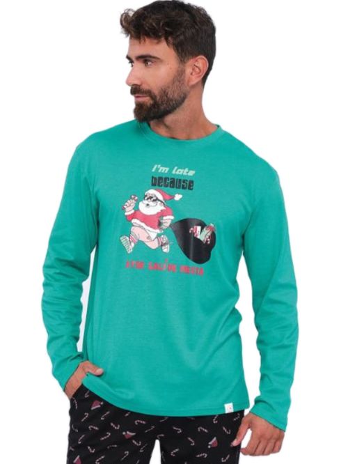 Ανδρική Πυτζάμα MUYDEMI I’m Late Because Xmas - 100% Βαμβακερή