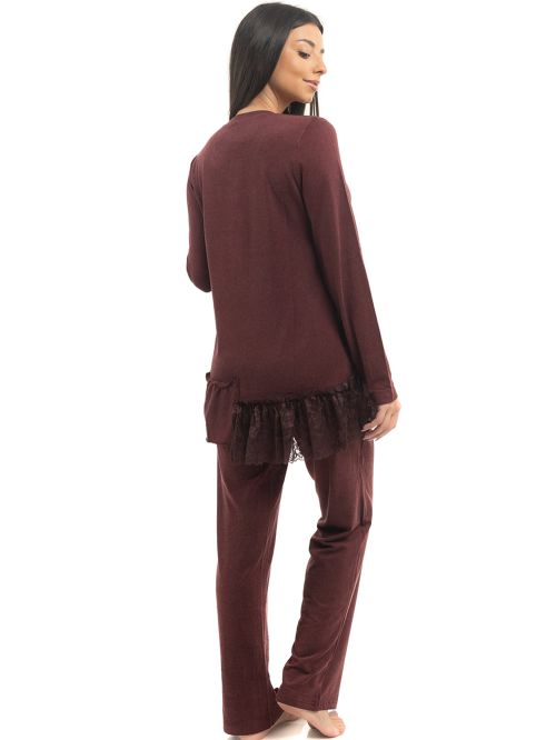 γυναικεία πυτζάμα secret point 220-170 bordeaux μπροστά