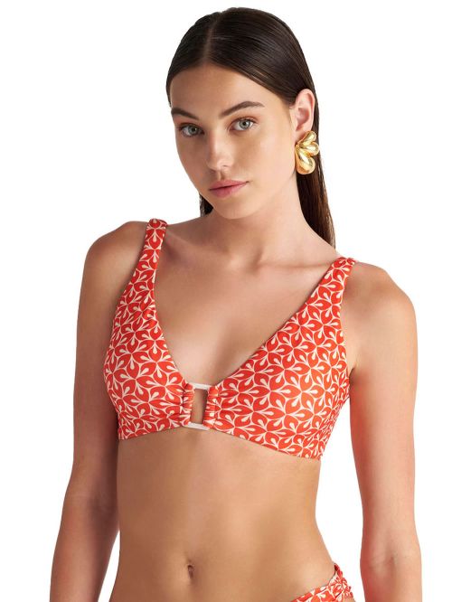 Μαγιό BLU4U Retro Red Τρίγωνο Bralette - Μεγάλο Στήθος - Ήπια Ενίσχυση