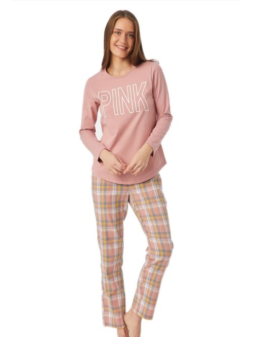 Γυναικεία Πυτζάμα MINERVA PINK- 100% Βαμβάκι Interlock