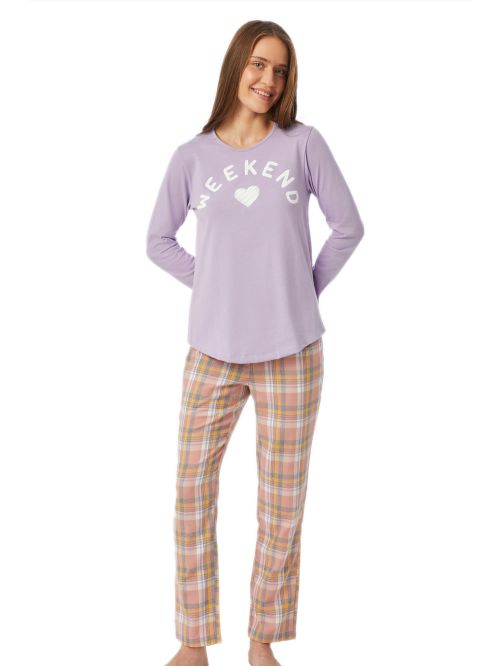 Γυναικεία Πυτζάμα MINERVA PANTS FLANNEL - 100% Βαμβάκι Interlock