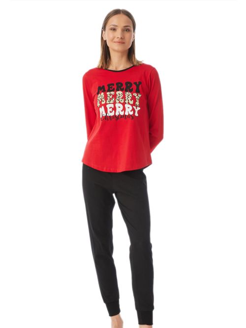 Γυναικεία Πυτζάμα MINERVA Merry X-mas - 100% Βαμβάκι Interlock