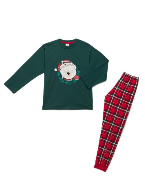 Εφηβική Πυτζάμα MINERVA X-mas Bear - 100% Aγνό Βαμβάκι