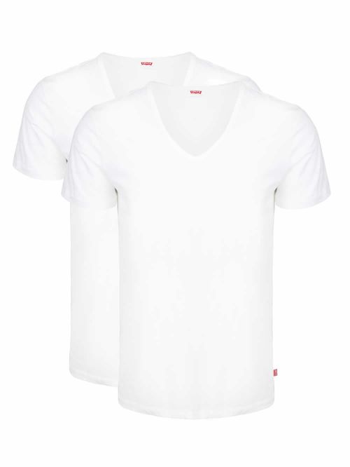 LEVIS Ανδρικά T-Shirt Λευκά - V-Neck - Οργανικό Eco Βαμβάκι - Πακέτο με 2