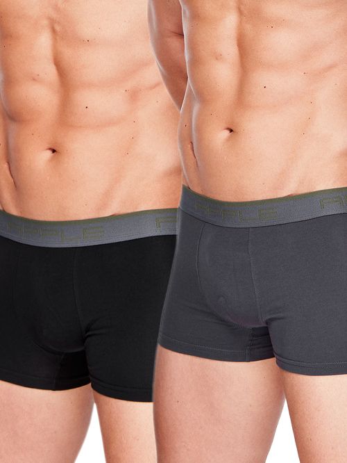 Ανδρικό Μπόξερ APPLE - Ελαστικό Βαμβάκι - Black & Anthracite Thyme - Πακέτο με 2