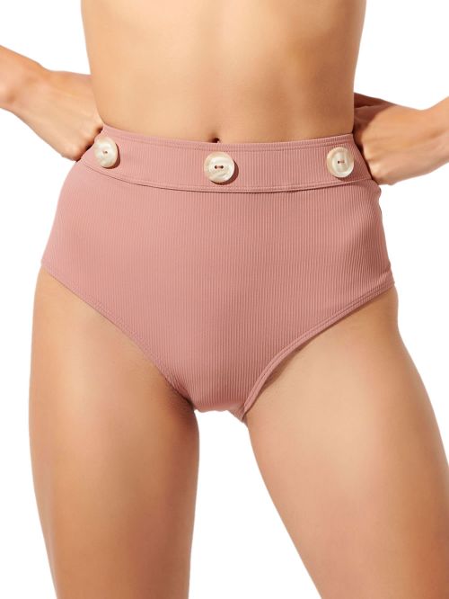 Μαγιό BLU4U Buttoned Bikini Κανονικό Ψηλοκάβαλο - Rib Ύφασμα & Κουμπιά 